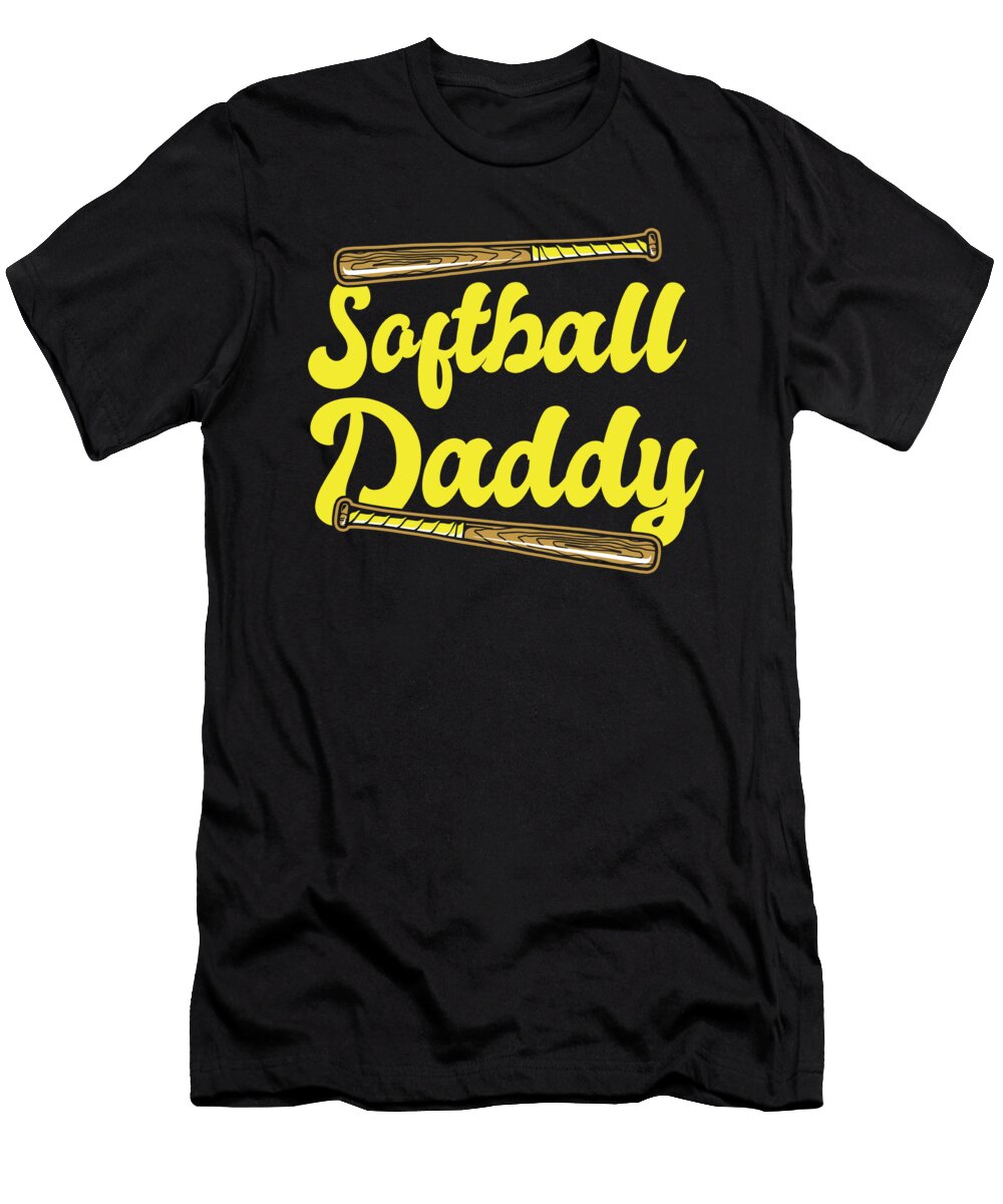 Softball Daddy Batter Pitcher Catcher Softball Dad Crazy Squirrel T-Shirt