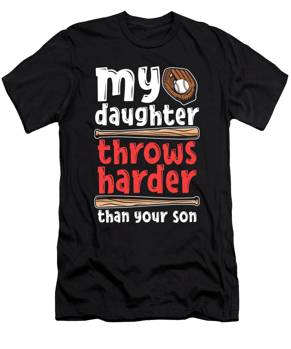 Softball Daughter Batter Catcher Pitcher Softball Dad Crazy Squirrel T-Shirt