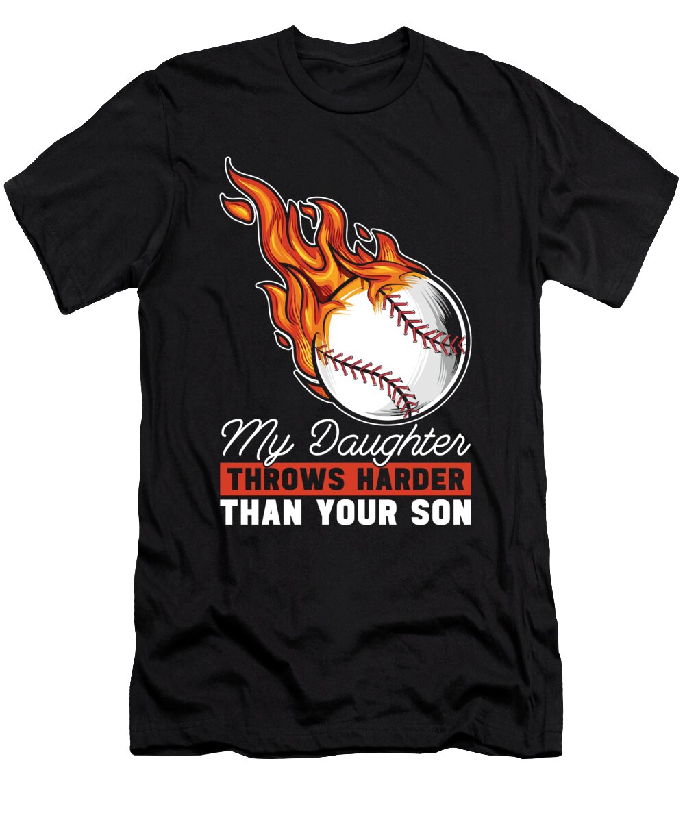 Softball Daughter Pitcher Catcher Batter Softball Mom Crazy Squirrel T-Shirt