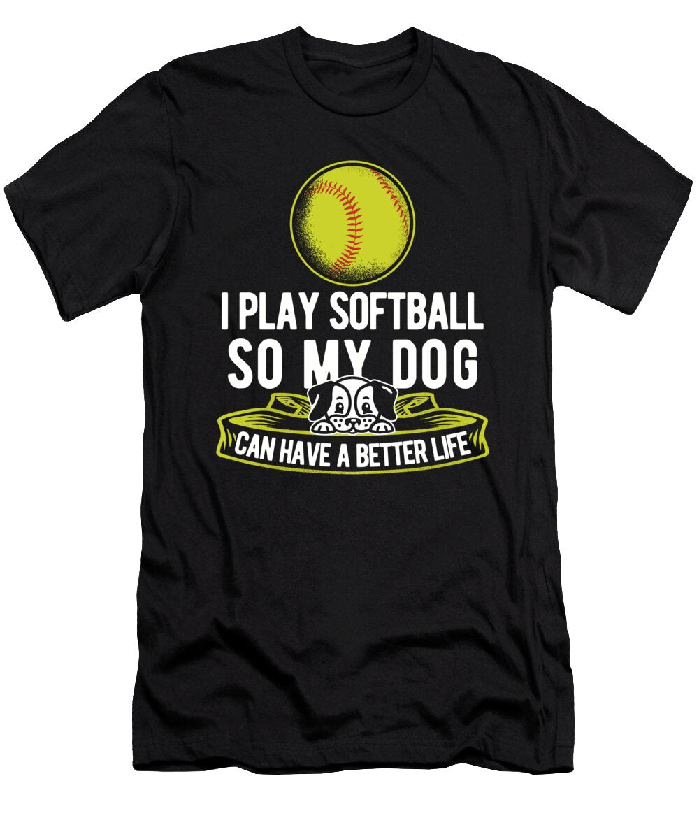 Softball Dog Catcher Batter Pitcher Softball Crazy Squirrel T-Shirt