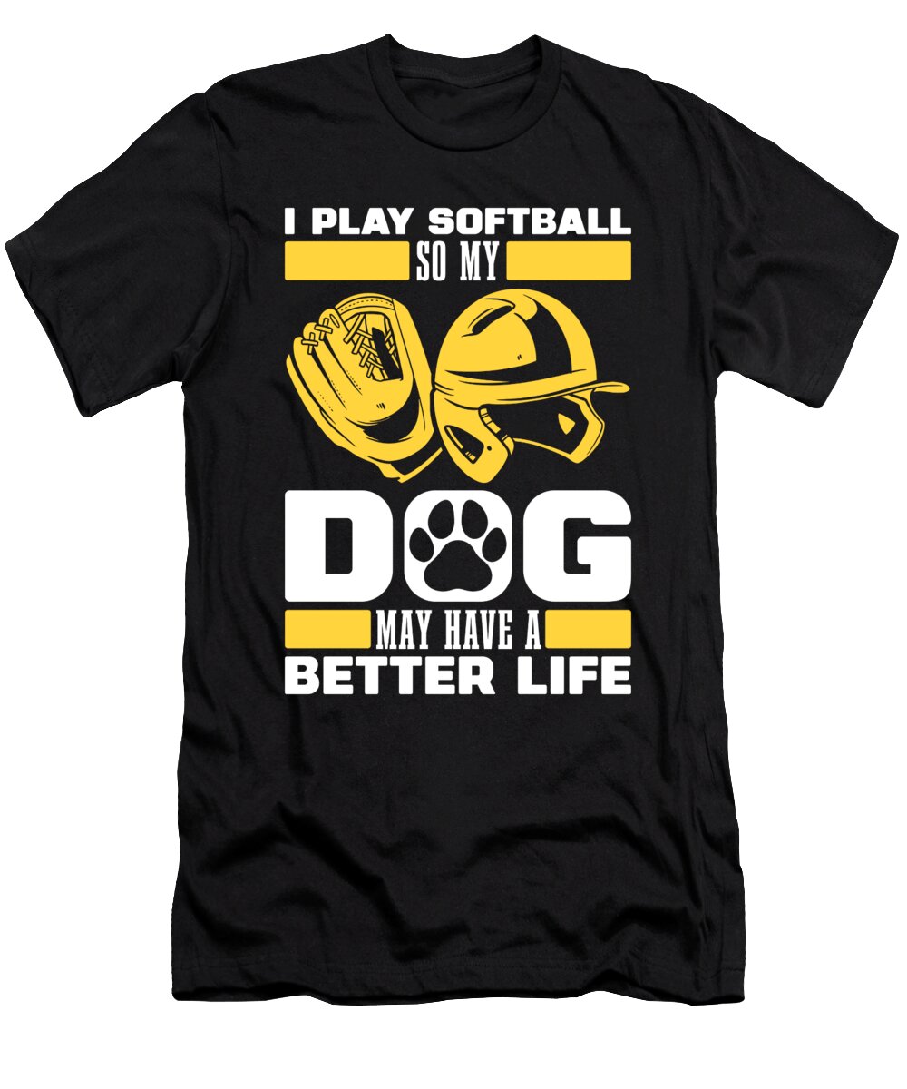 Softball Dog Pitcher Batter Catcher Softball Crazy Squirrel T-Shirt