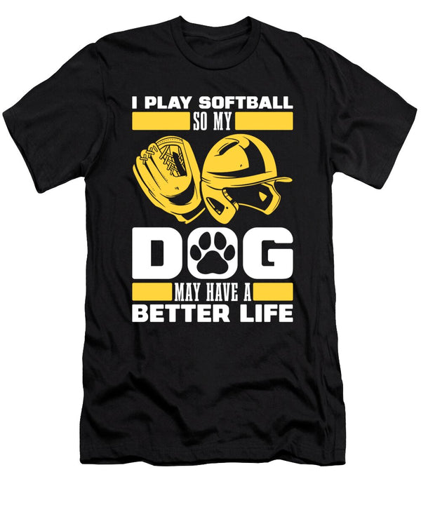 Softball Dog Pitcher Batter Catcher Softball Crazy Squirrel T-Shirt
