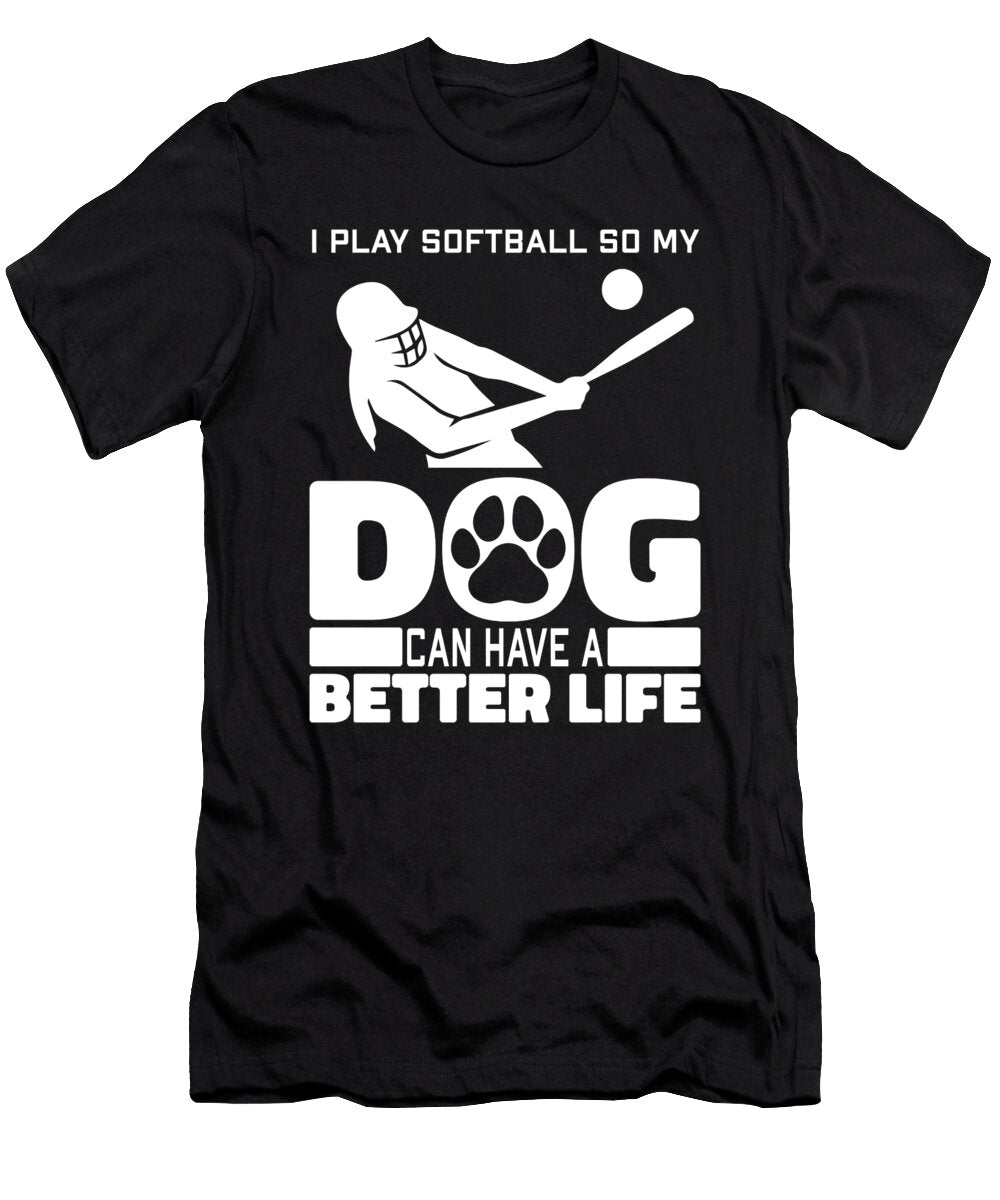 Softball Dog Pitcher Catcher Batter Softball Crazy Squirrel T-Shirt