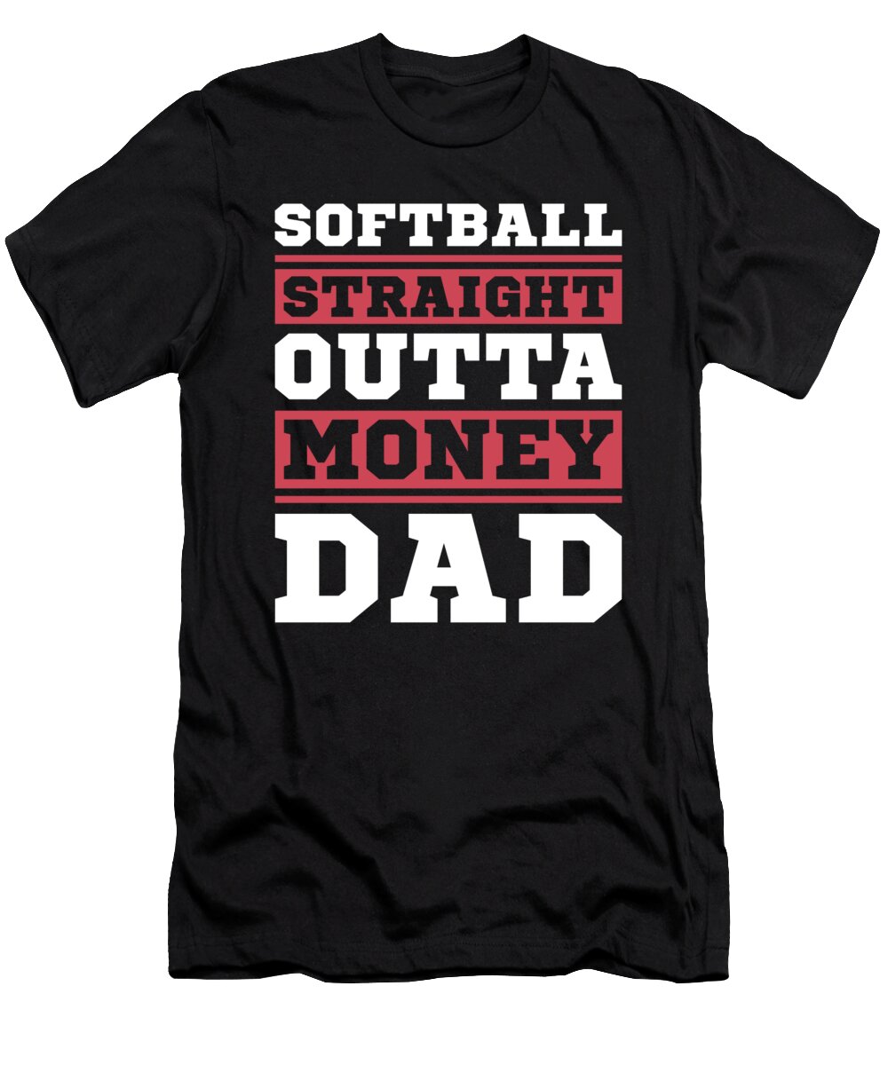 Softball Father Pitcher Catcher Batter Softball Dad Crazy Squirrel T-Shirt