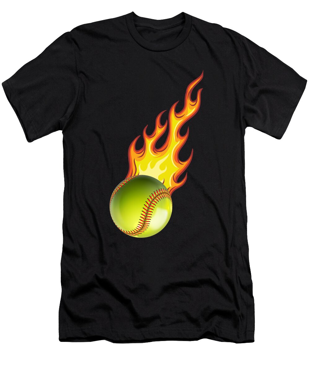 Softball Fire Ball Baseball Catcher Pitcher Gift Thomas Larch T-Shirt