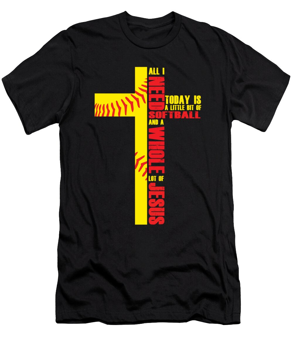 Softball Jesus Faith Bat Player Ball Pitcher Gift Thomas Larch T-Shirt