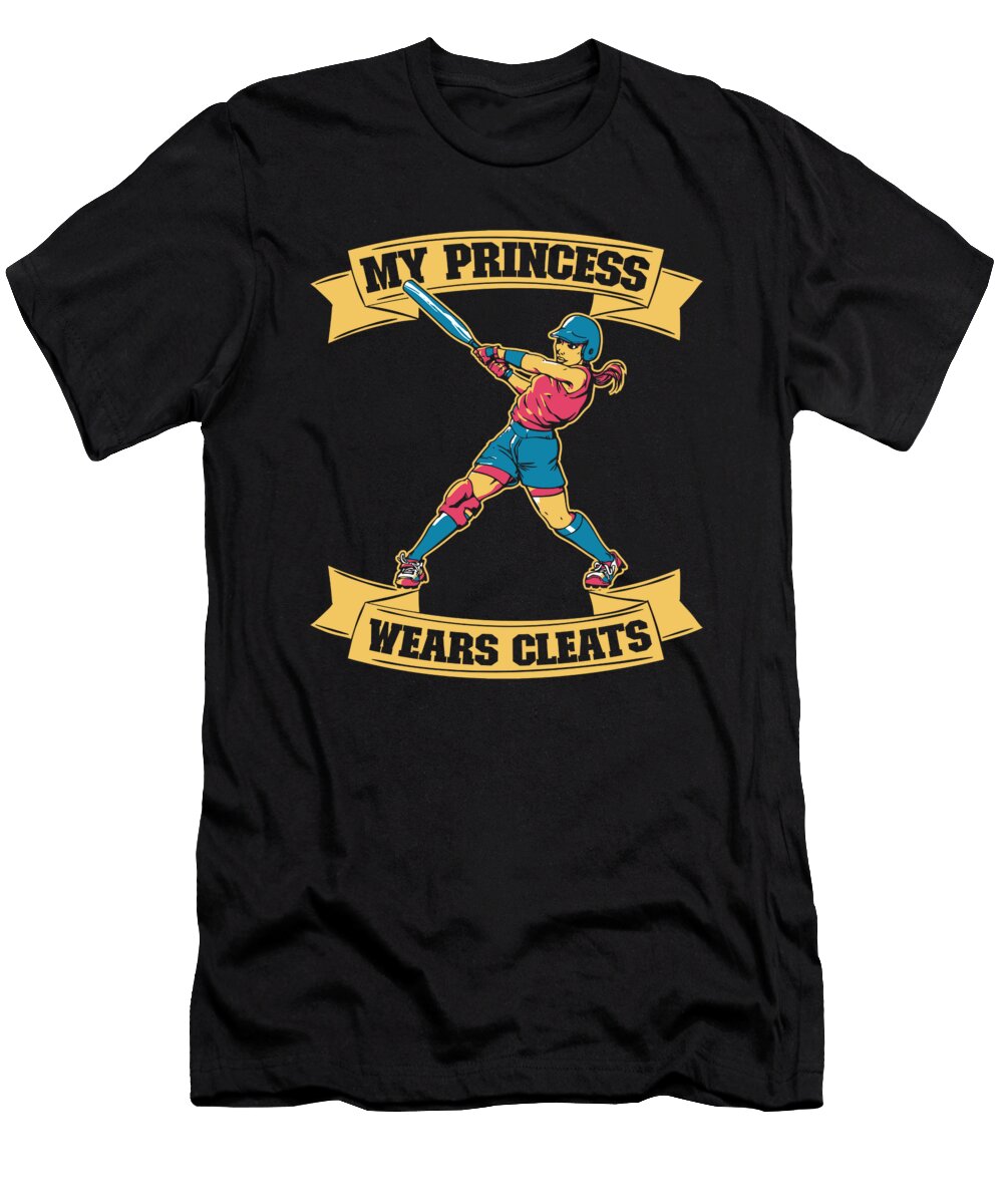 Softball Mom Catcher Pitcher My Princess Wears Cleats Crazy Squirrel T-Shirt