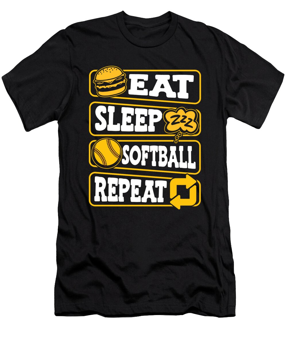 Softball Pitcher Batter Catcher Eat Sleep Softball Repeat Crazy Squirrel T-Shirt