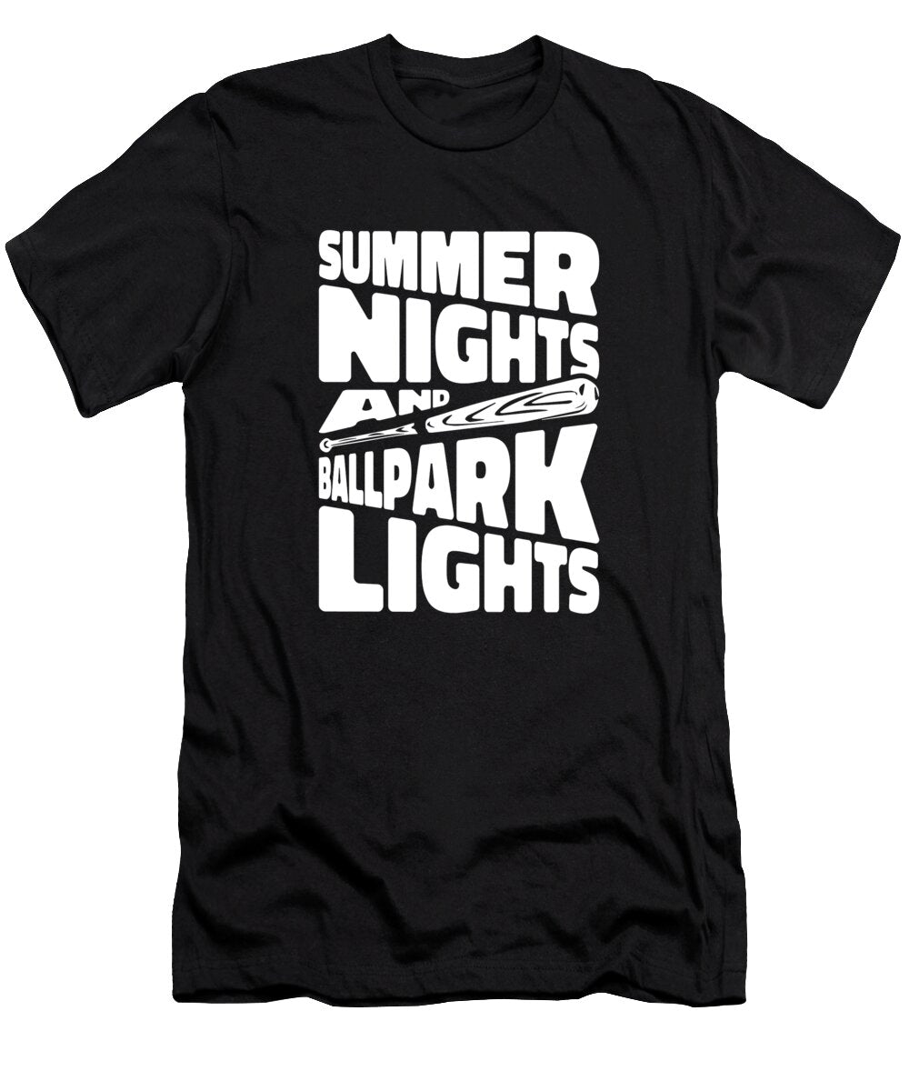 Softball Pitcher Batter Summer Nights Ballpark Lights Crazy Squirrel T-Shirt