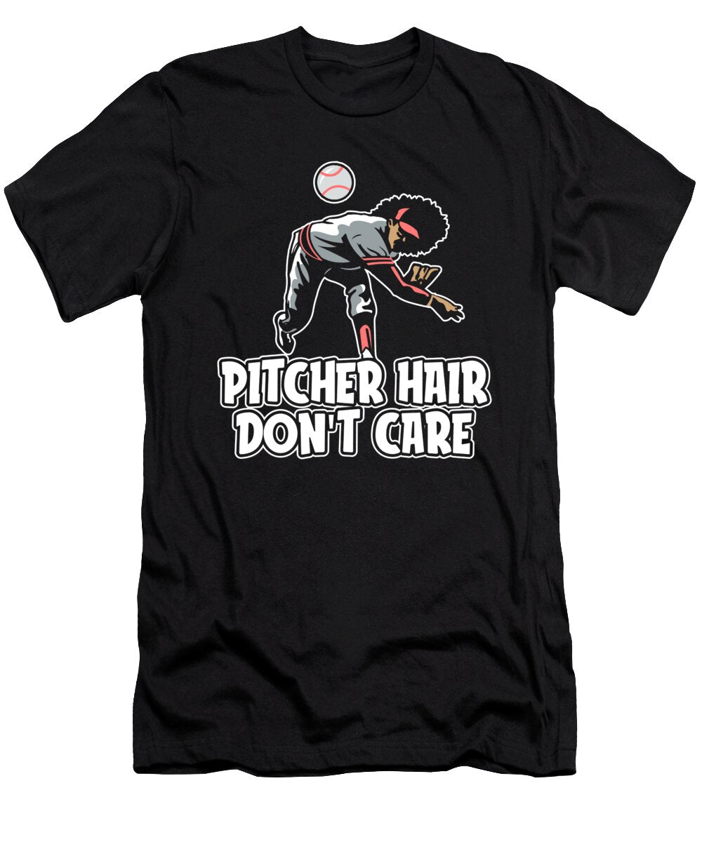 Softball Pitcher Catcher Batter Pitcher Hair Dont Care Crazy Squirrel T-Shirt