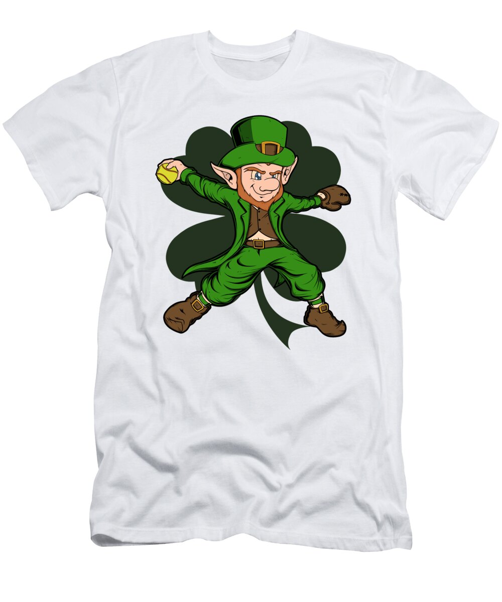 Softball Pitcher Leprechaun St Patricks Day Softball Kevin Garbes T-Shirt