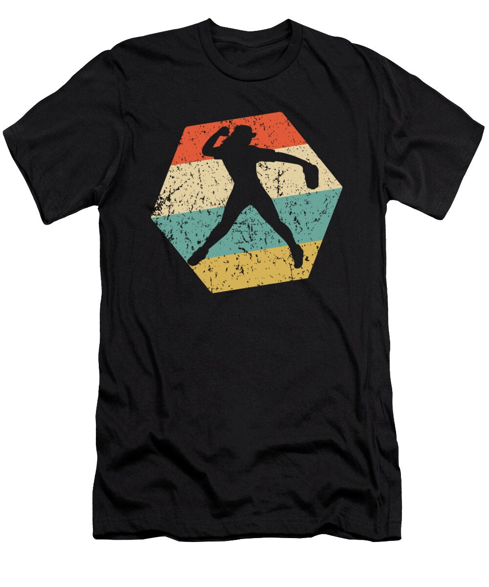 Softball Retro Distressed Hexagon Softball Player Kevin Garbes T-Shirt