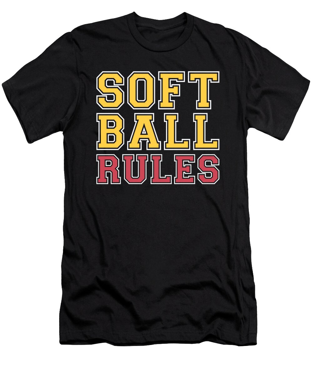Softball Rules Batter Pitcher Catcher Softball Crazy Squirrel T-Shirt