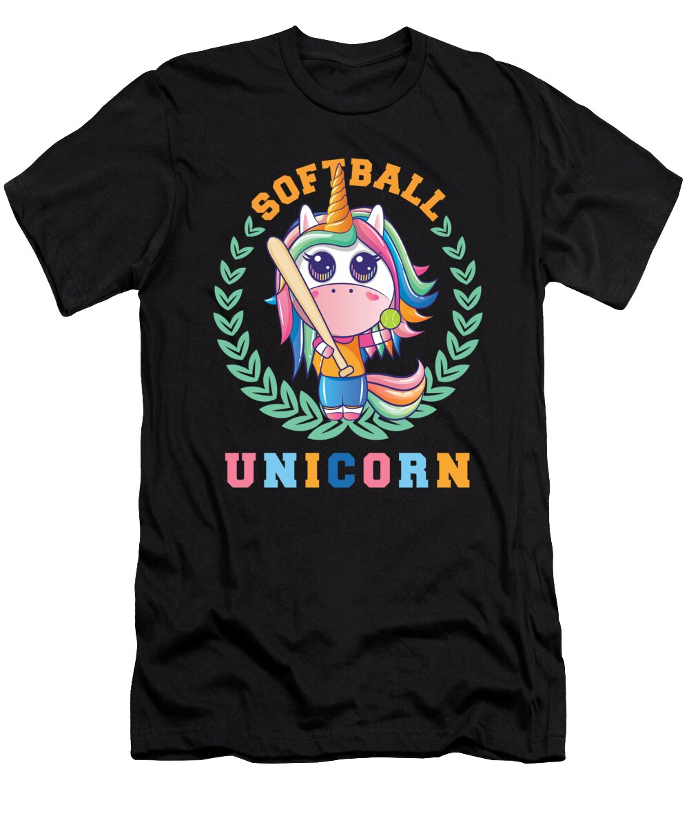 Softball Unicorn Bat Pitcher Catcher Player Gift Thomas Larch T-Shirt