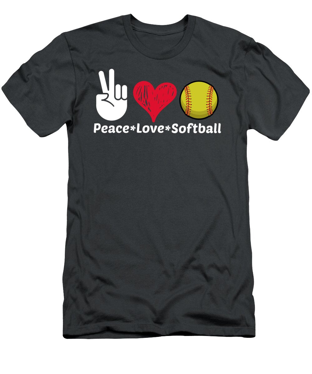 Softballfor Girls Nager Pitcher Sports Peace Love Jarrett Carol T-Shirt