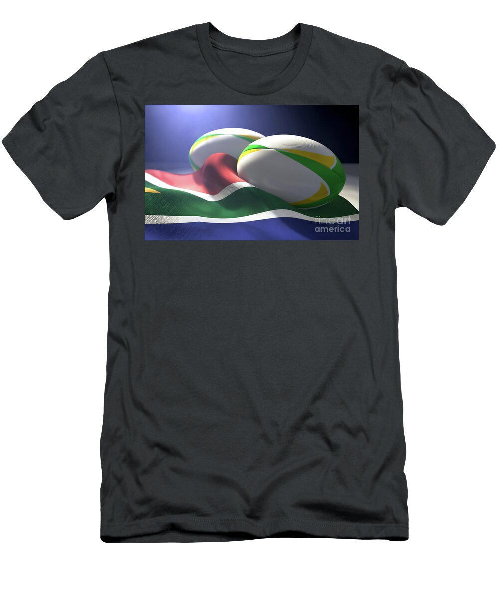 South Africa Flag and Rugby Ball Pair Allan Swart T-Shirt