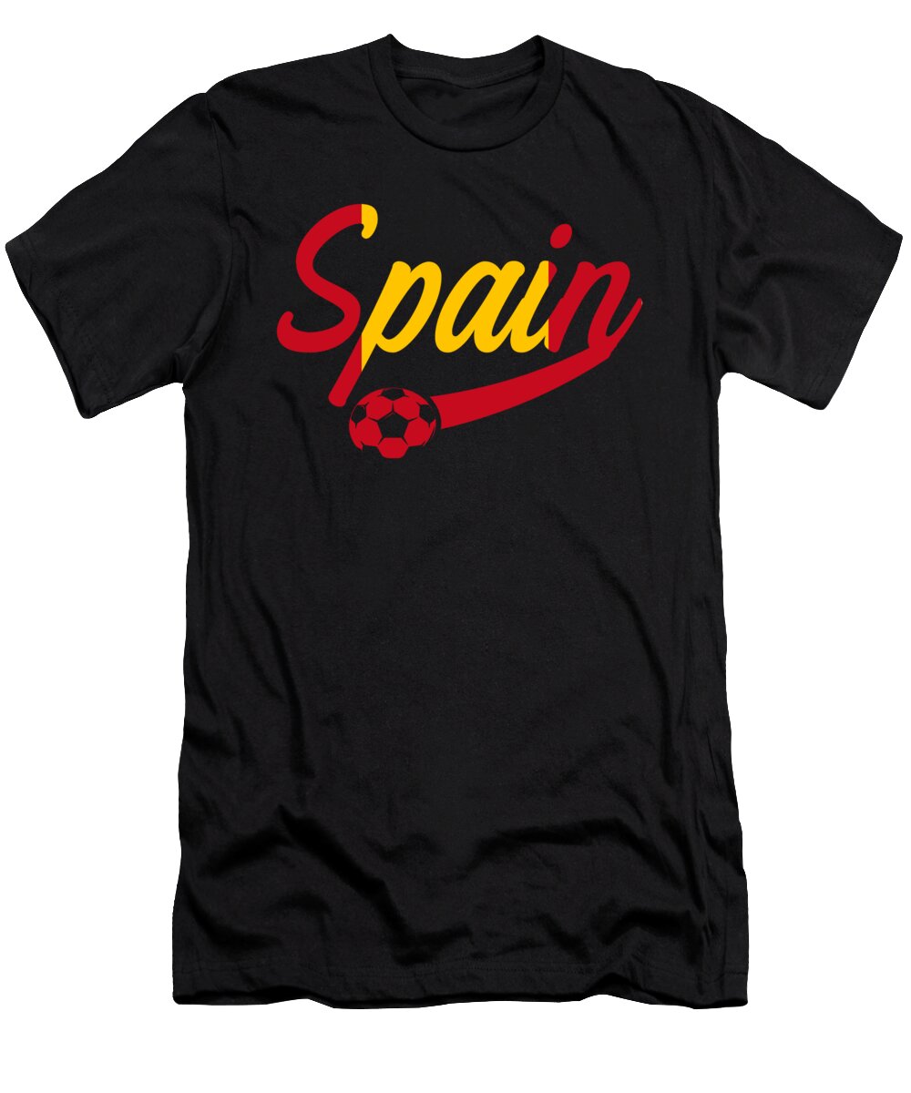 Spain Flag Soccer Player Ball Team 2021 Gift Thomas Larch T-Shirt