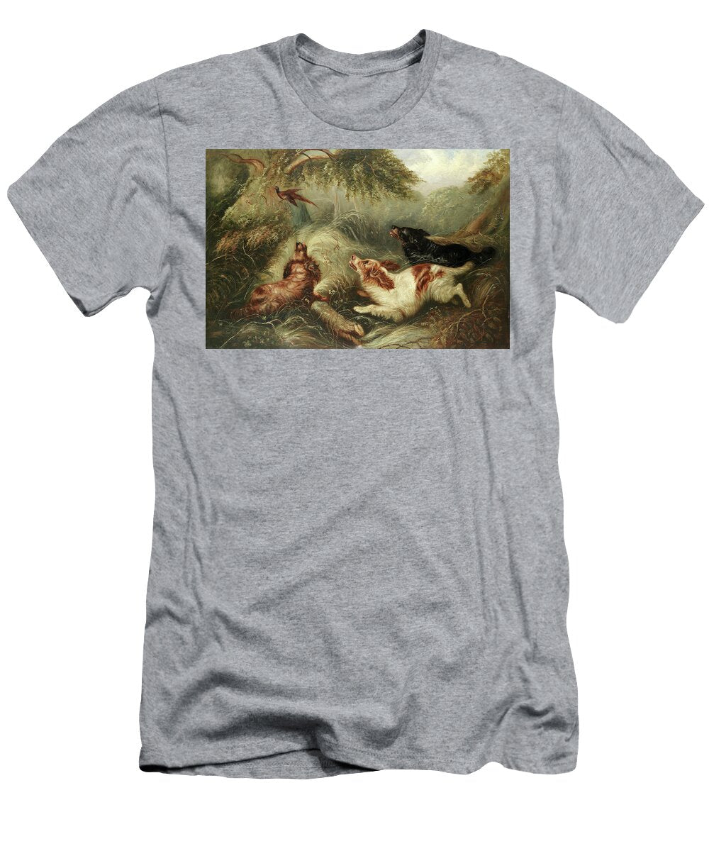 Spaniels Putting Up a Pheasant George Armfield T-Shirt
