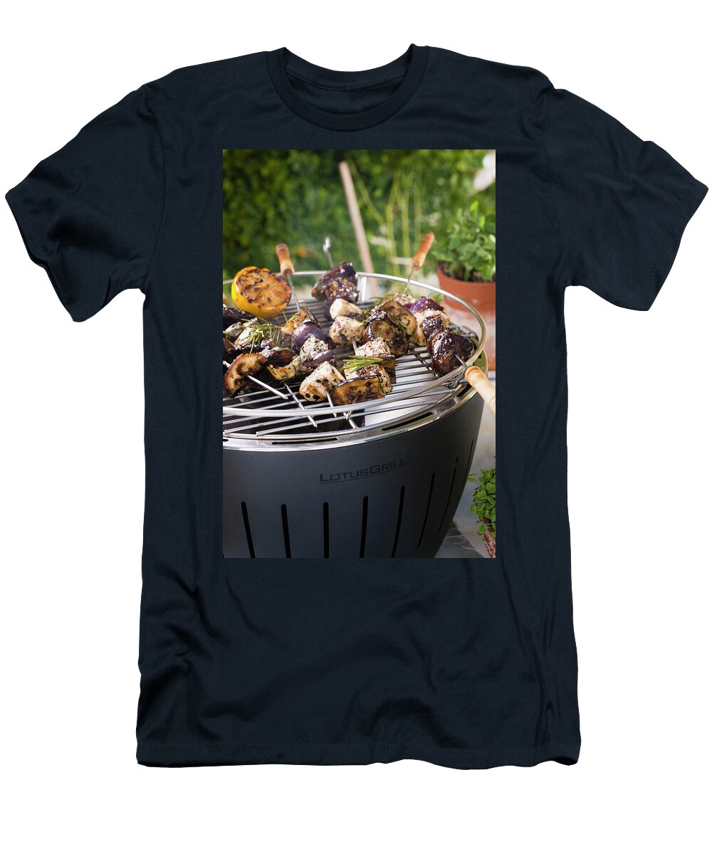 Spicy Aubergine Tofu Kebabs on a Barbecue Great Stock T-Shirt
