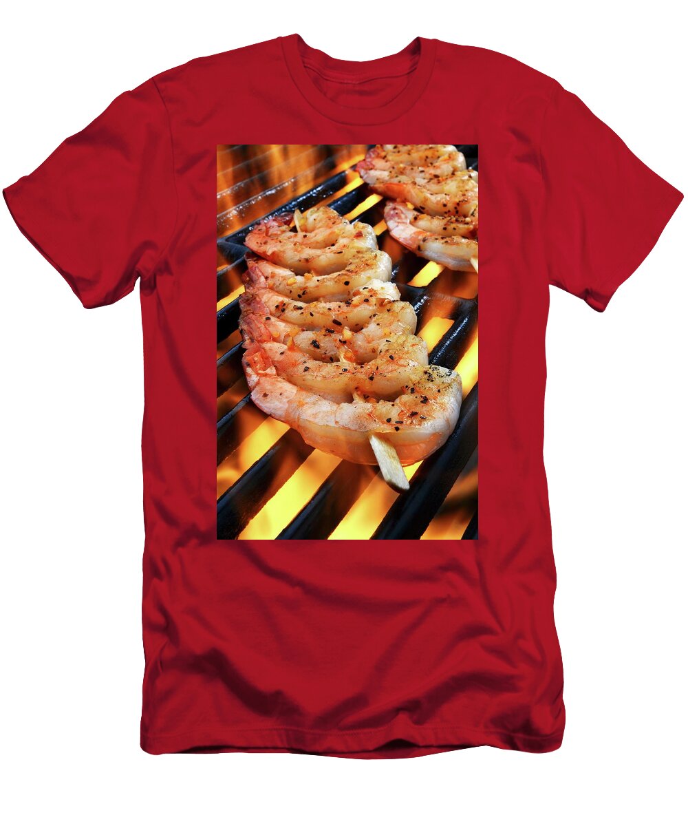 Spicy Prawn Skewers on a Flaming Grill Brian Enright T-Shirt