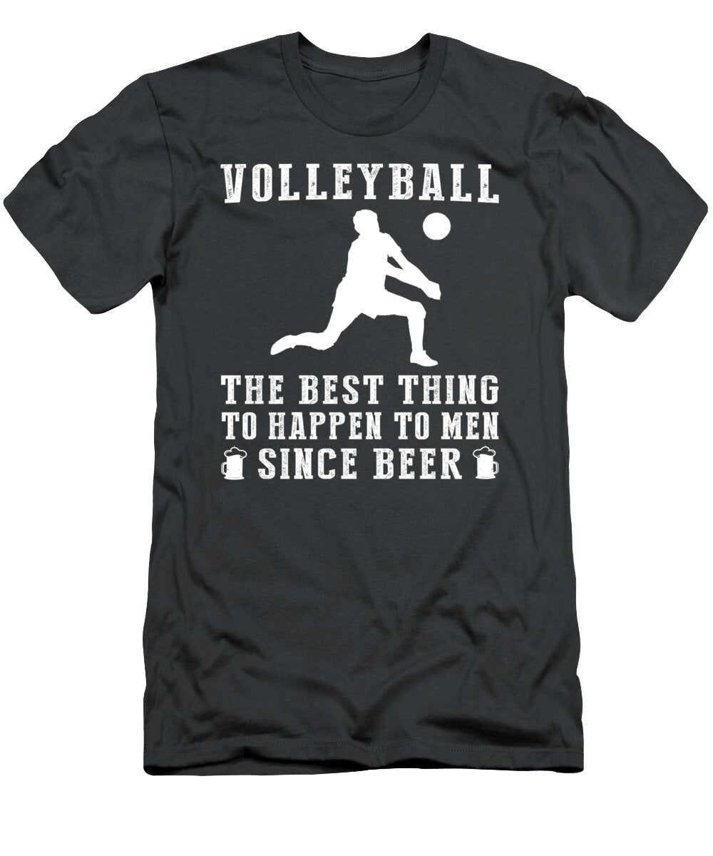 Spike and Sip Volleyball Better Than Beer Wine Funny Volleyball Beer Wine T-Shirt