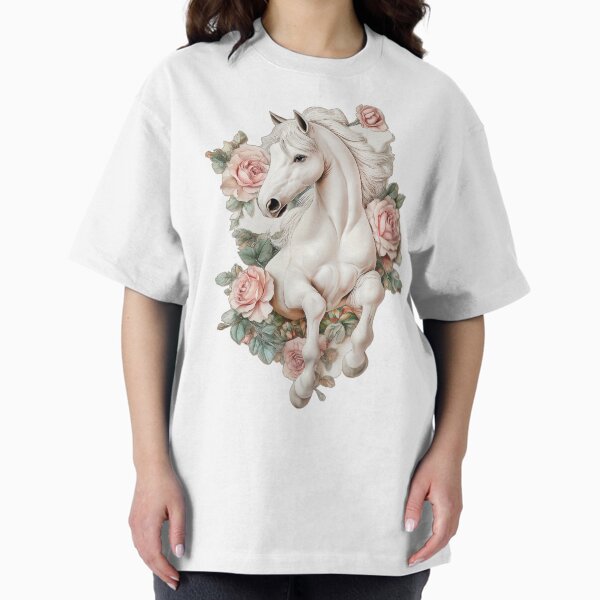 Horse Vintage Flowers Oversized T-Shirt