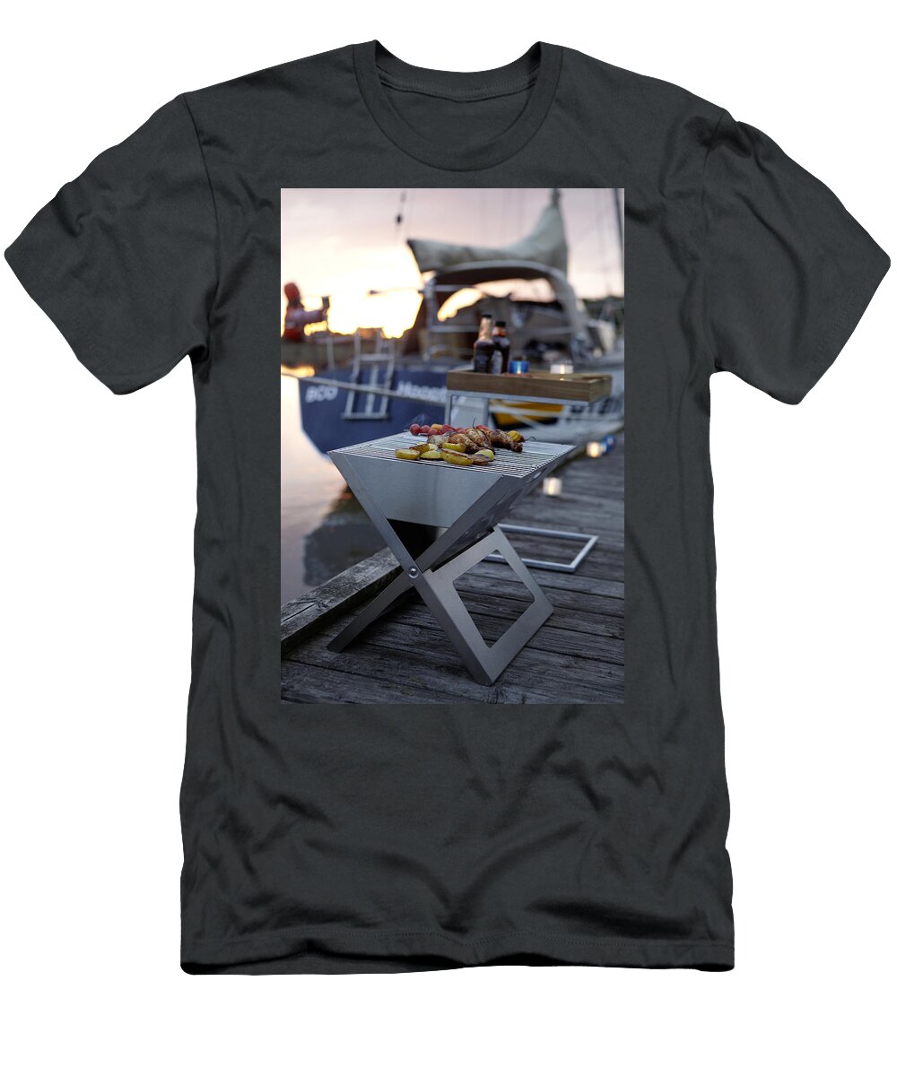 Stainless Steel Grill with Food on Footbridge Jalag Olaf Szczepaniak T-Shirt