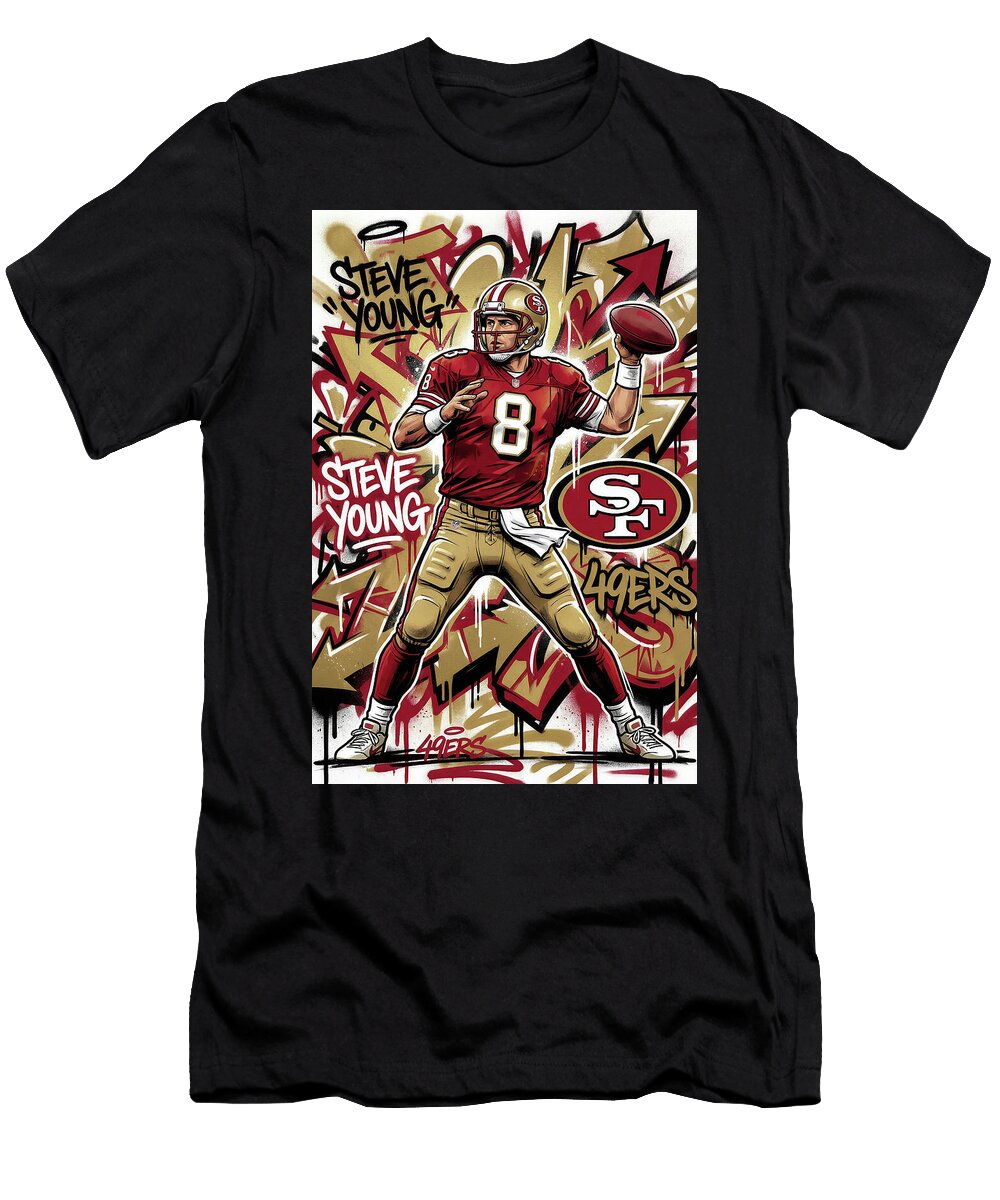 Steve Young Graffiti Poster Football Player NFL Sampadart Gallery T-Shirt