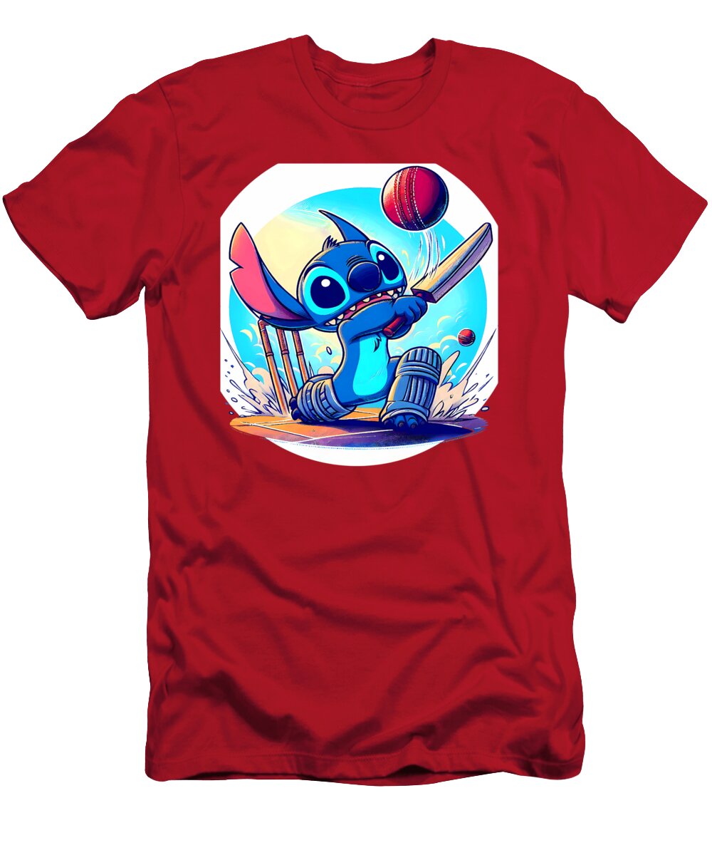 Stitch Playing Cricket Milar Style T-Shirt