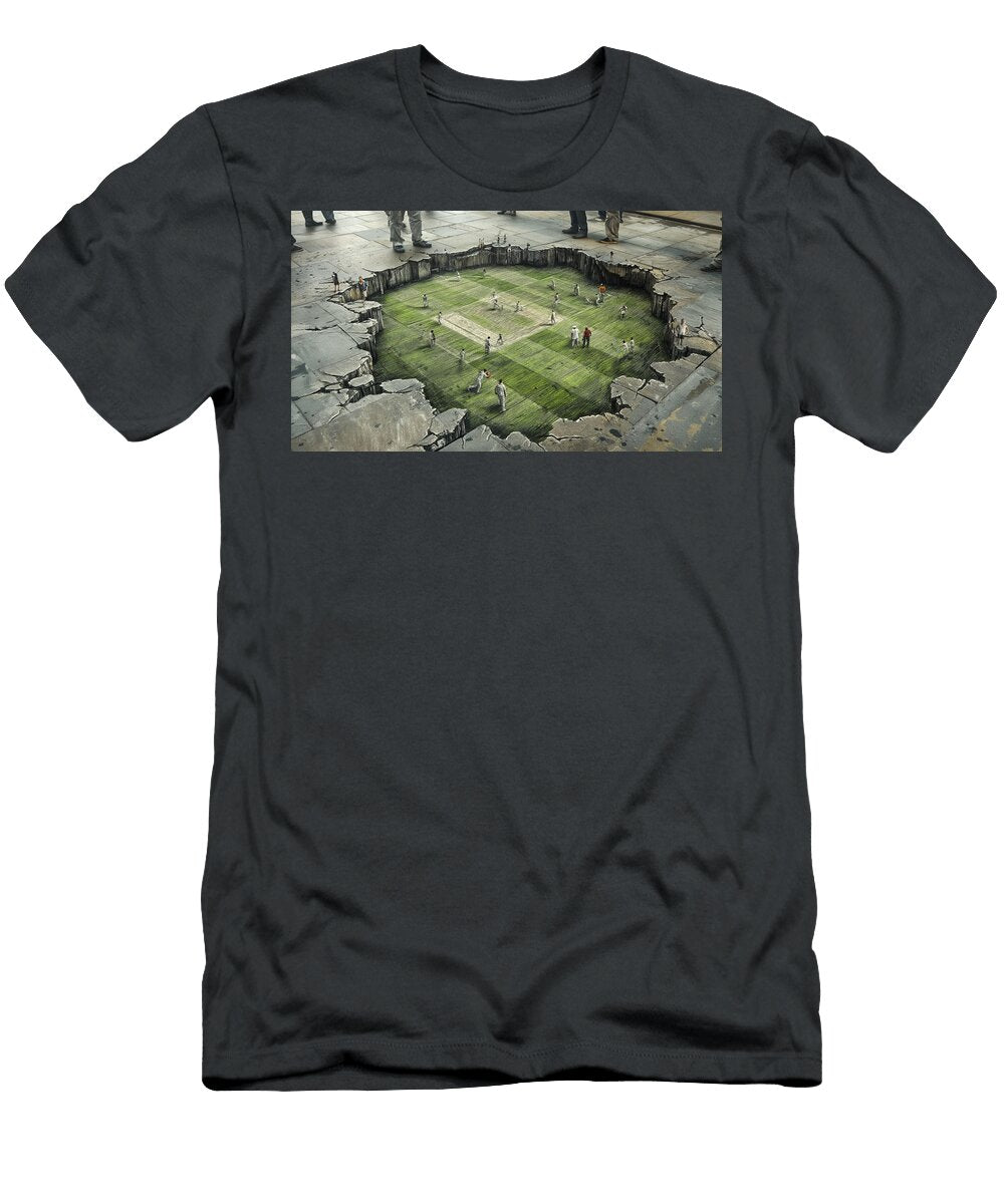 Street Art Cricket Illusion Kevin Walker and Pixel Reverie T-Shirt