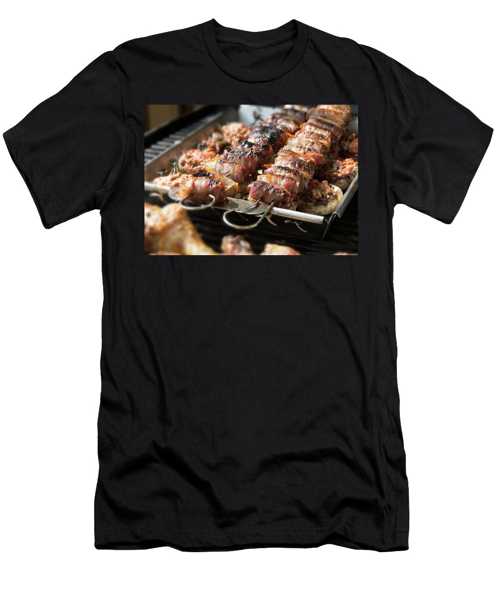 Stuffed Mushrooms and Figs Wrapped in Bacon on a Grill Chris Schfer T-Shirt