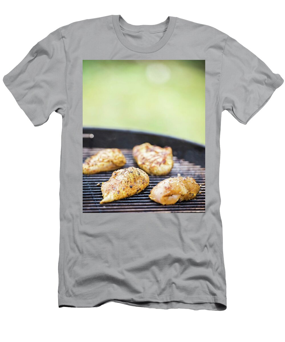 Stuffed Oriental Style Chicken Breasts on a Barbecue Jo Kirchherr T-Shirt