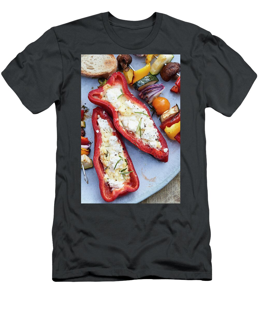 Stuffed Pointed Peppers with Feta Cheese and Grilled Vegetable Skewers Brigitte Sporrer T-Shirt