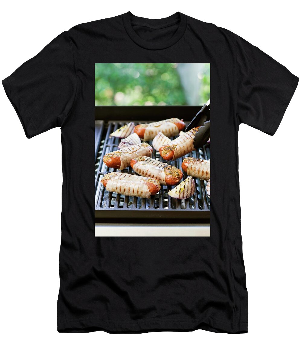 Stuffed Sausages Wrapped in Ham on the Barbecue Young Andrew T-Shirt