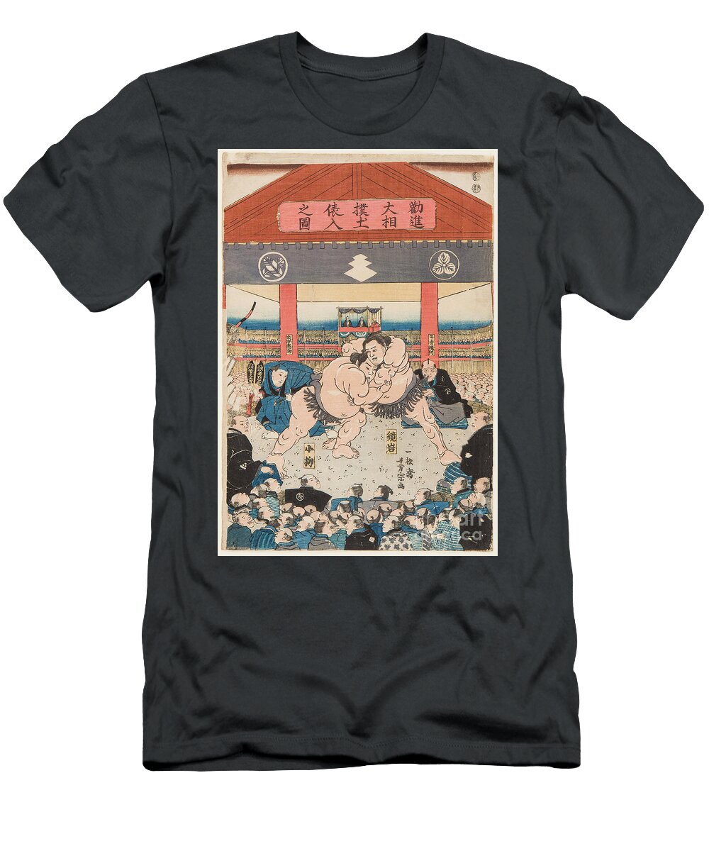 Sumo Fight Between Koyonagi and Kaganiiva Utagawa Print Yoshimune 1817 1880 C 1850s Utagawa Yoshimune T-Shirt