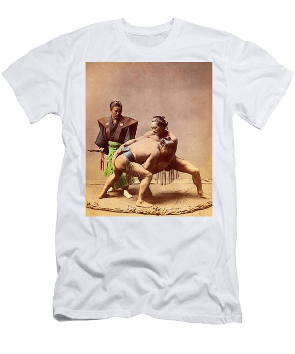 Sumo Wrestlers Kusakabe Kimbei T-Shirt