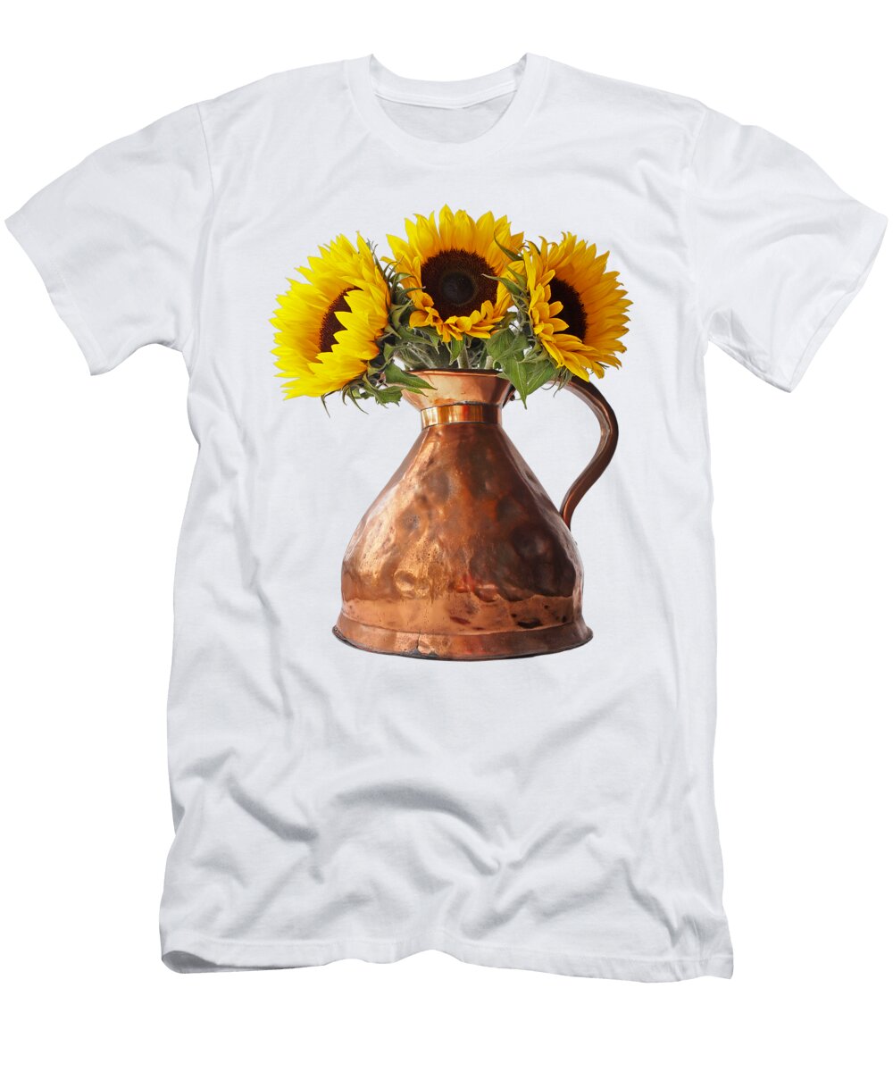 Sunflowers in Antique Copper Pitcher Gill Billington T-Shirt