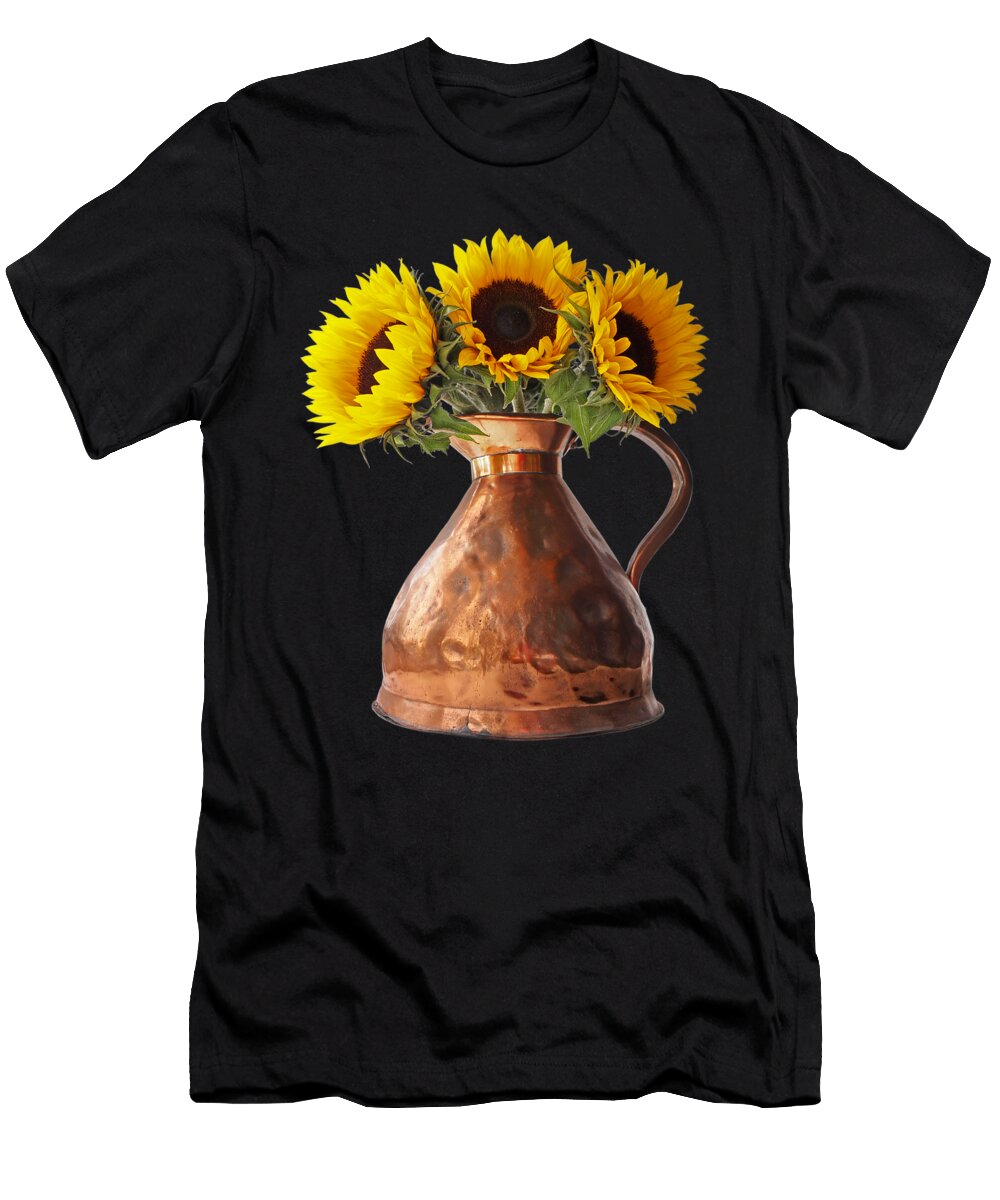Sunflowers in Copper Pitcher on White Gill Billington T-Shirt
