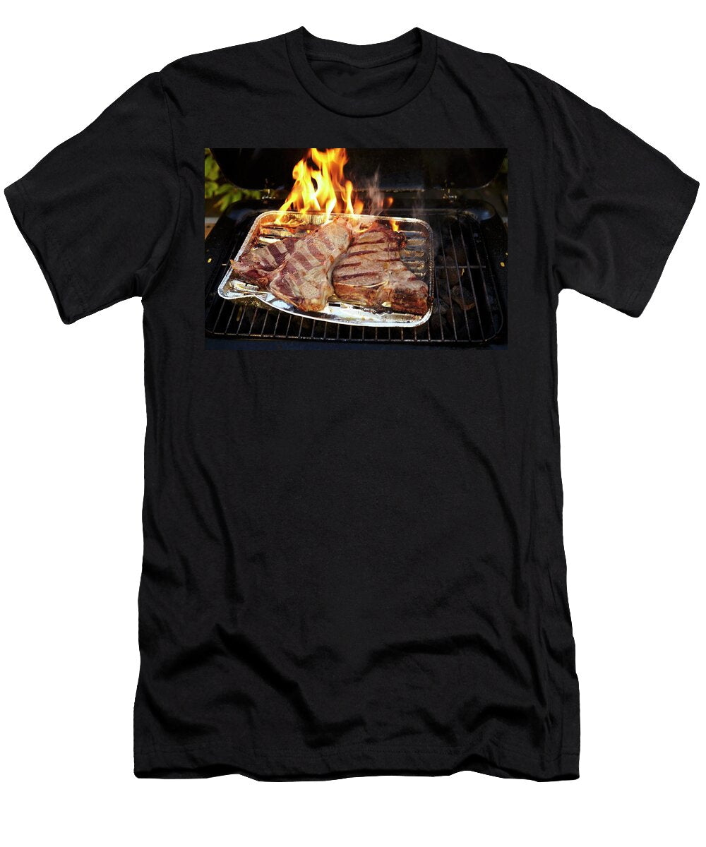 T Bone Steaks in an Aluminium Tray on a Barbecue Jo Kirchherr T-Shirt
