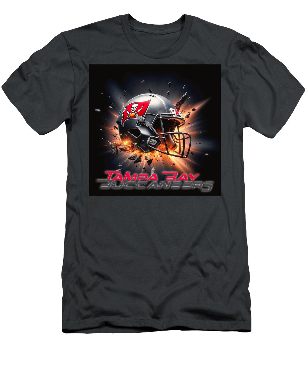 Tampa Bay Buccaneers Helmet Explosion Kevin Walker and Pixel Reverie T-Shirt