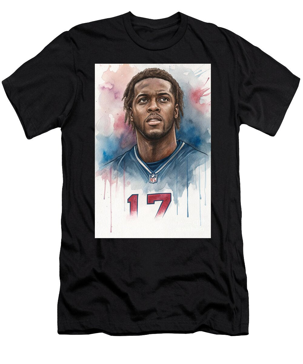 Terry Mclaurin Football Player Watercolor Portrait Carlos V T-Shirt