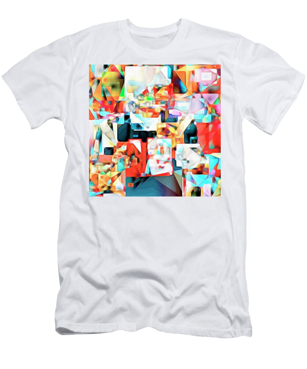 The Football Quarterback in Abstract Cubism 20170328c2 Square Wingsdomain Art and Photography T-Shirt