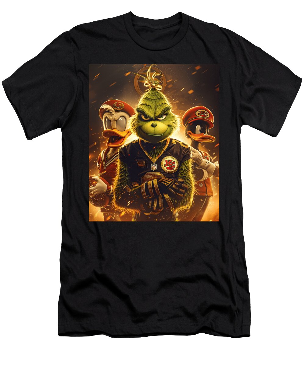 The Grinch Vs Chiefs Logo Quirky Quips Quarterback Mizorey T-Shirt