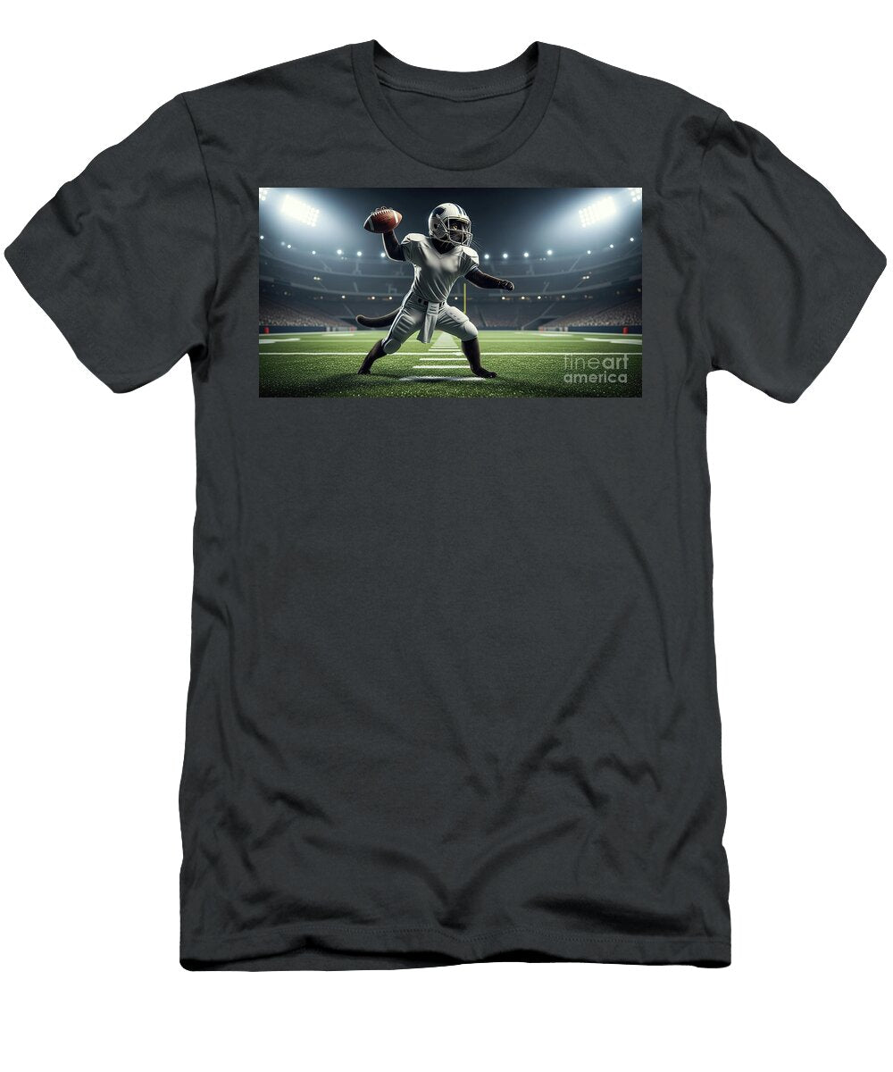 The Hail Meow Y American Football Paws Pixels T-Shirt