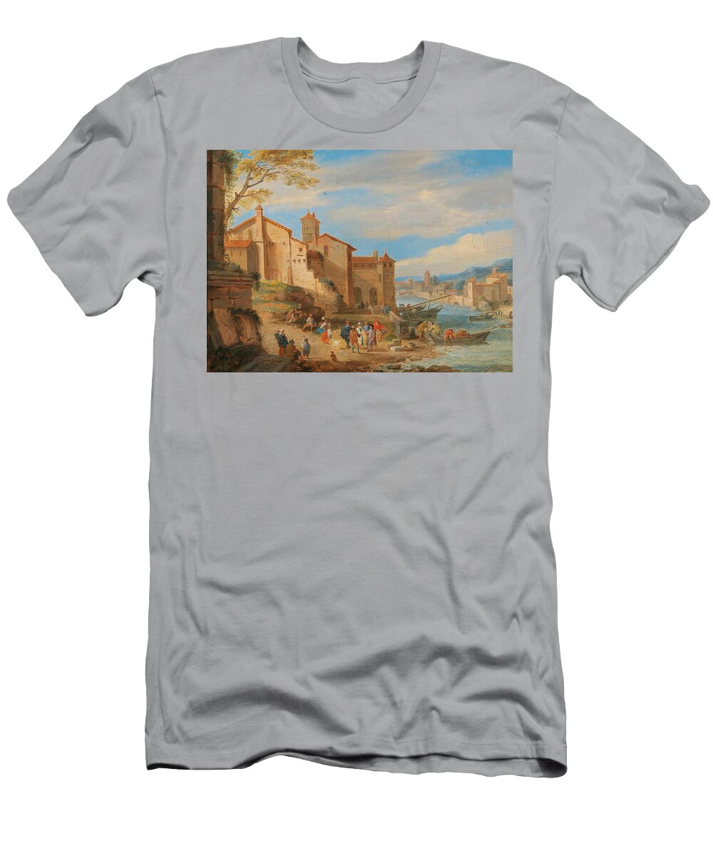The Port of Ripa Grande in Rome with Merchants Conversing Pieter Bout Flemish T-Shirt