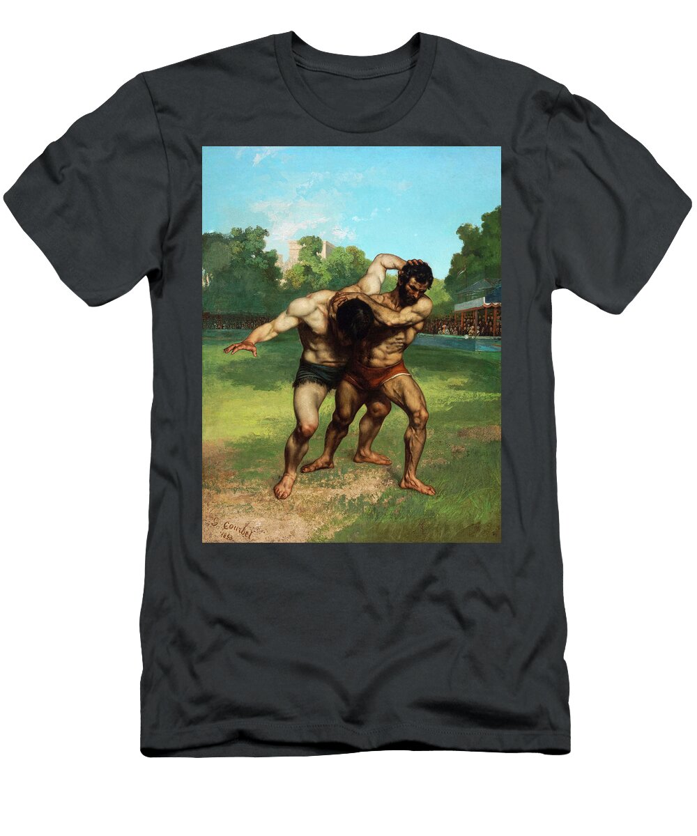 The Wrestlers 1853 Gustave Courbet T-Shirt