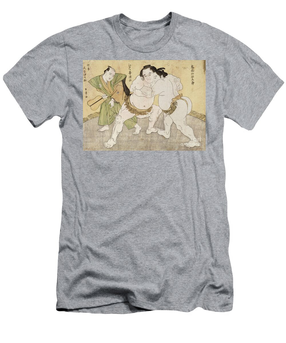 The Wrestling Match Between Kimenzan Tanigoro and Edogasaki Gemji Katsukawa Shunsho T-Shirt