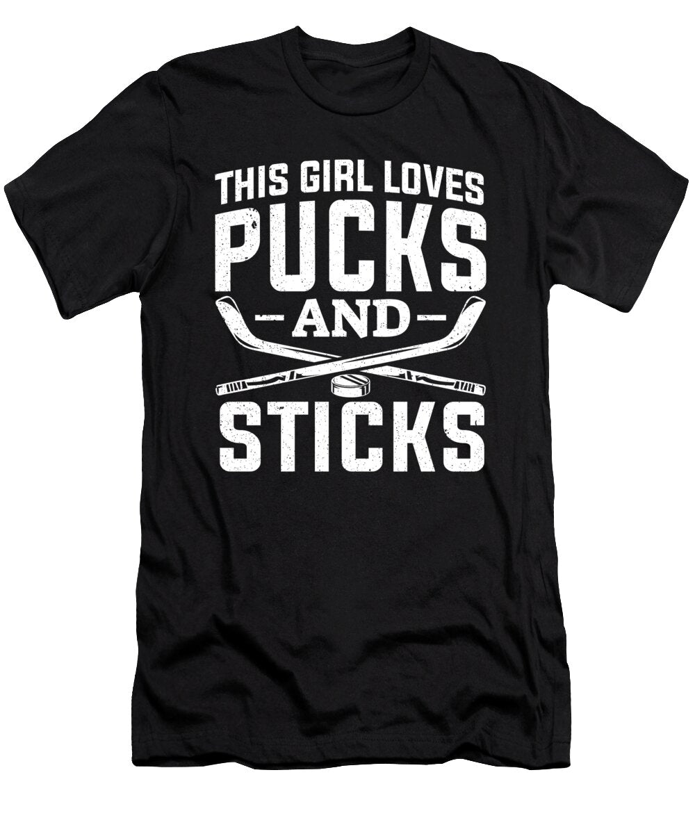 This Girl Loves Pucks and Sticks Hockey Player Women Colorfulsnow T-Shirt