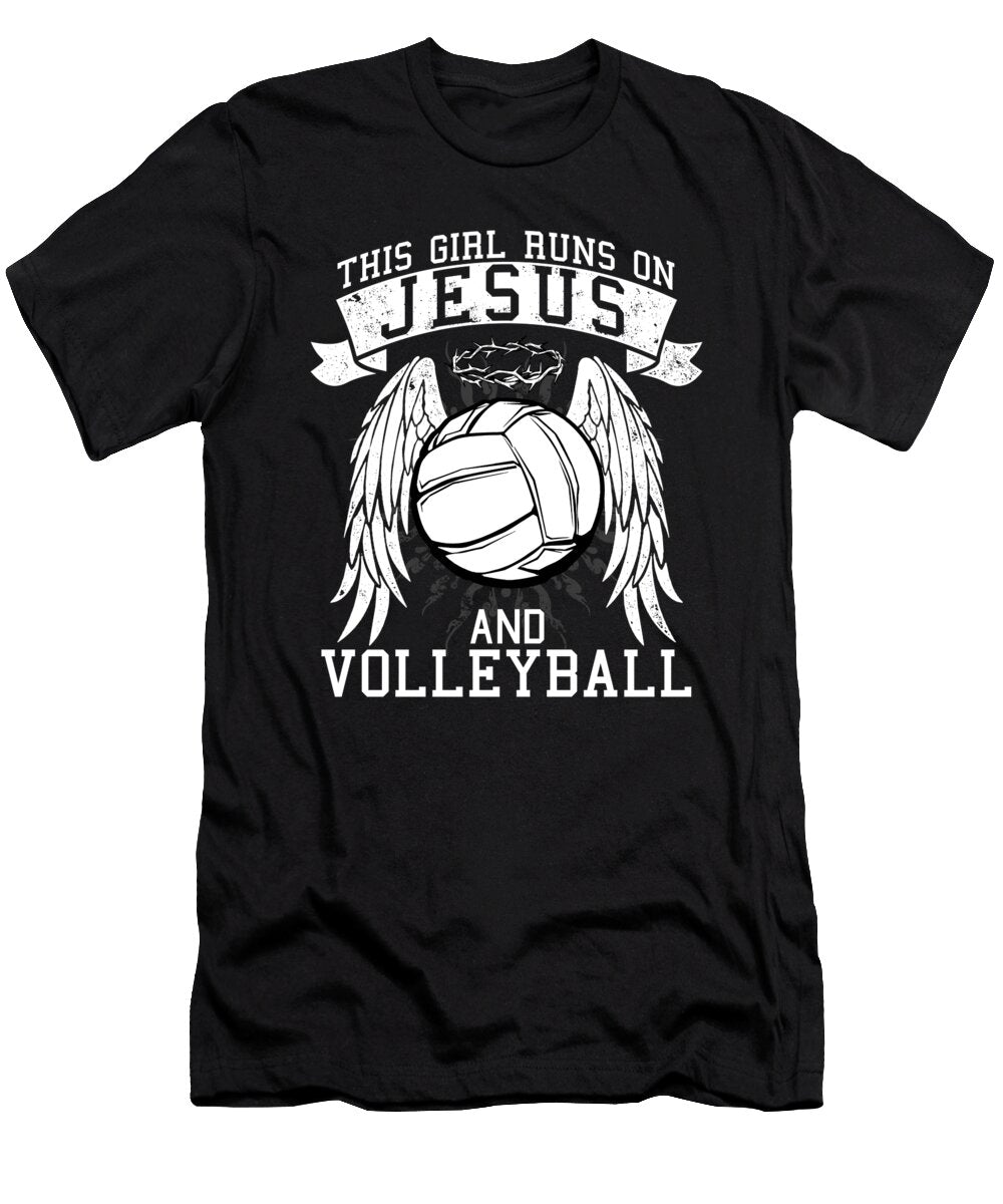 This Girl Runs on Jesus and Volleyball Bi Nutz T-Shirt