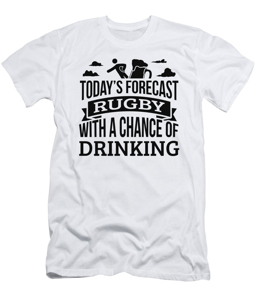 Todays Forecast Rugby with a Chance of Drinking Funny Gift Idea Adult Fun Saying Holiday Orange Pieces T-Shirt
